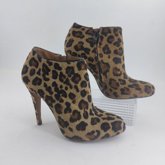 ALDO Leopard Print Heel Ankle Booties - Picture 1 of 8